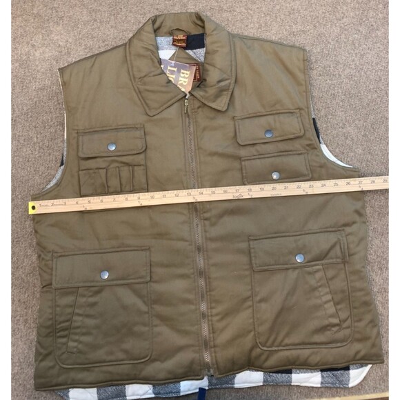 Branded Lion Vest Mens 1XB Canvas Quilted Plaid Flannel Lined Hunting Outdoor - Picture 5 of 6